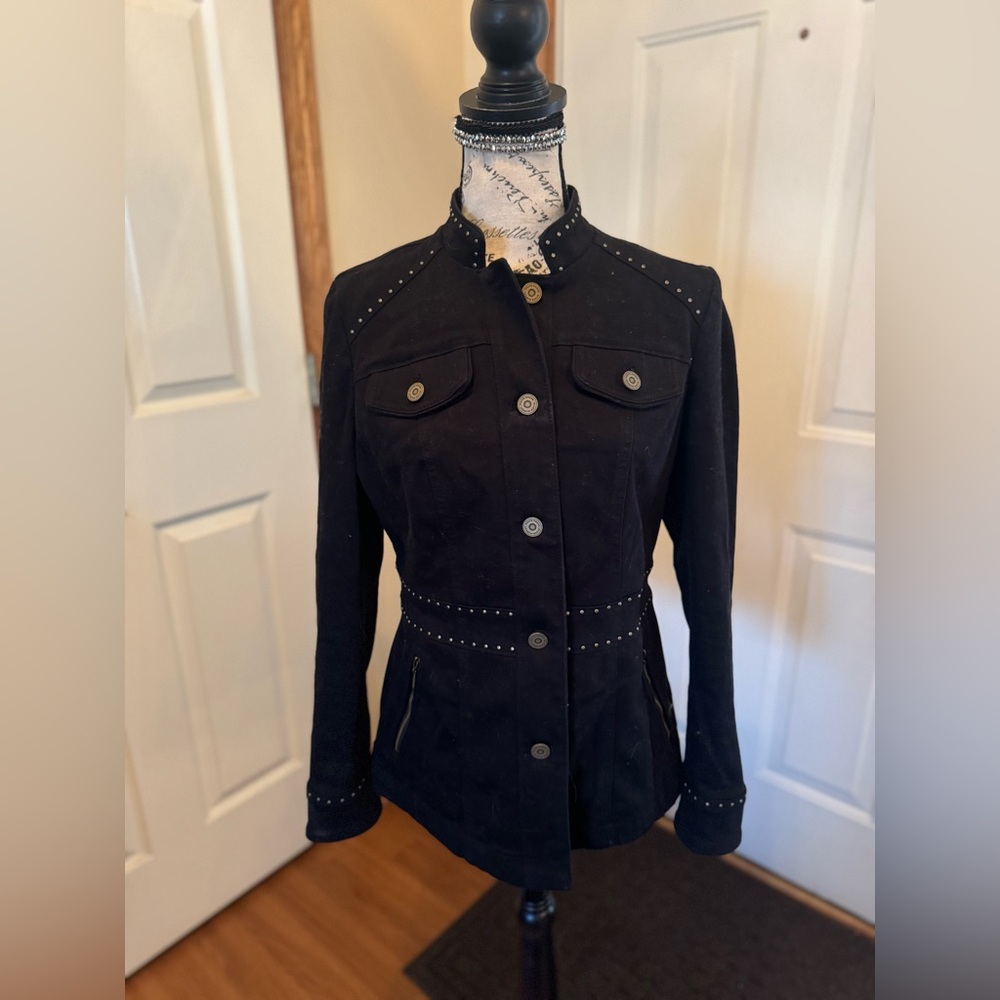 White House Black Market Black Studded Utility Jacket